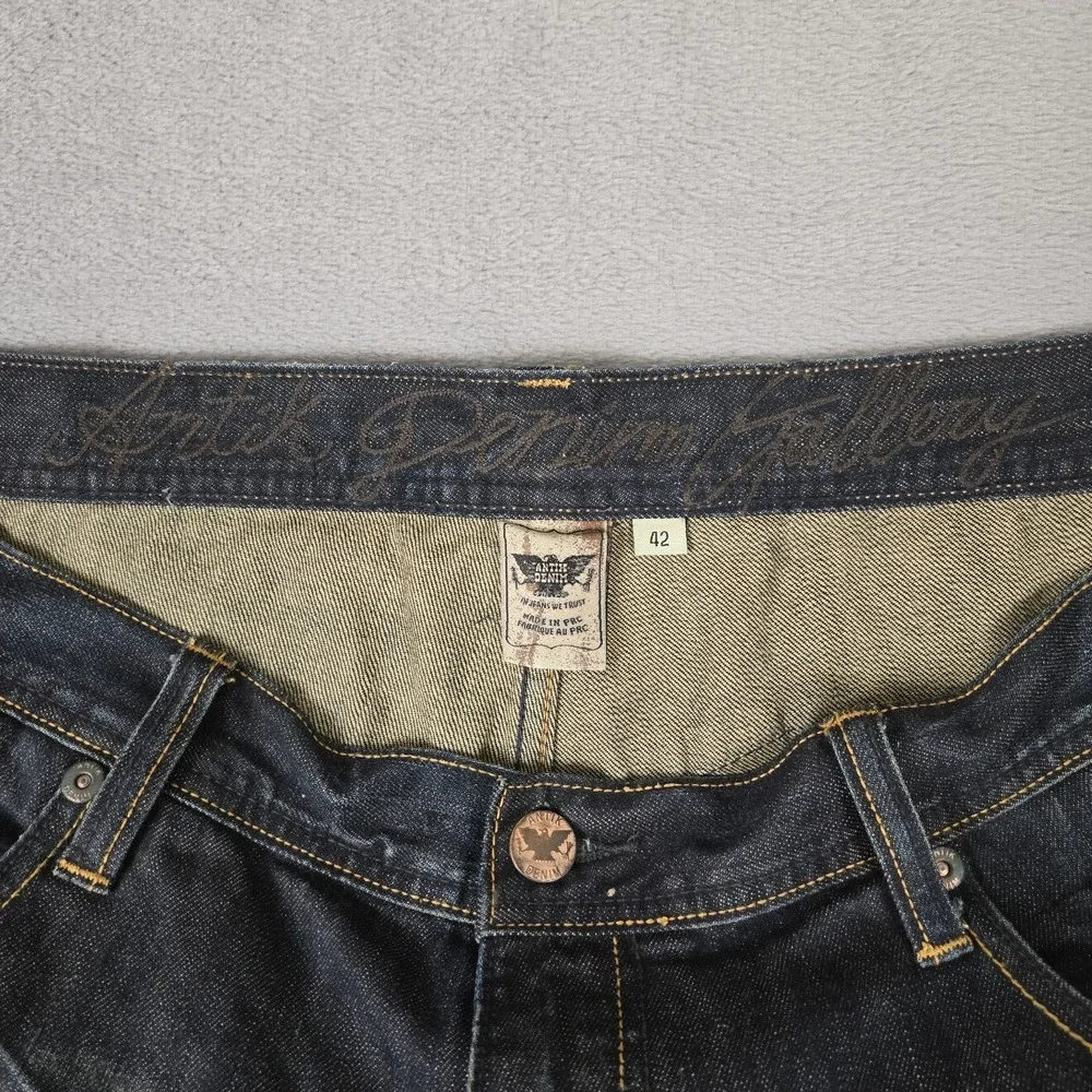 Antik Denim Jeans Shorts Mens 42 Zip Pockets‎ Embroidered Cotton Baggy Y2K